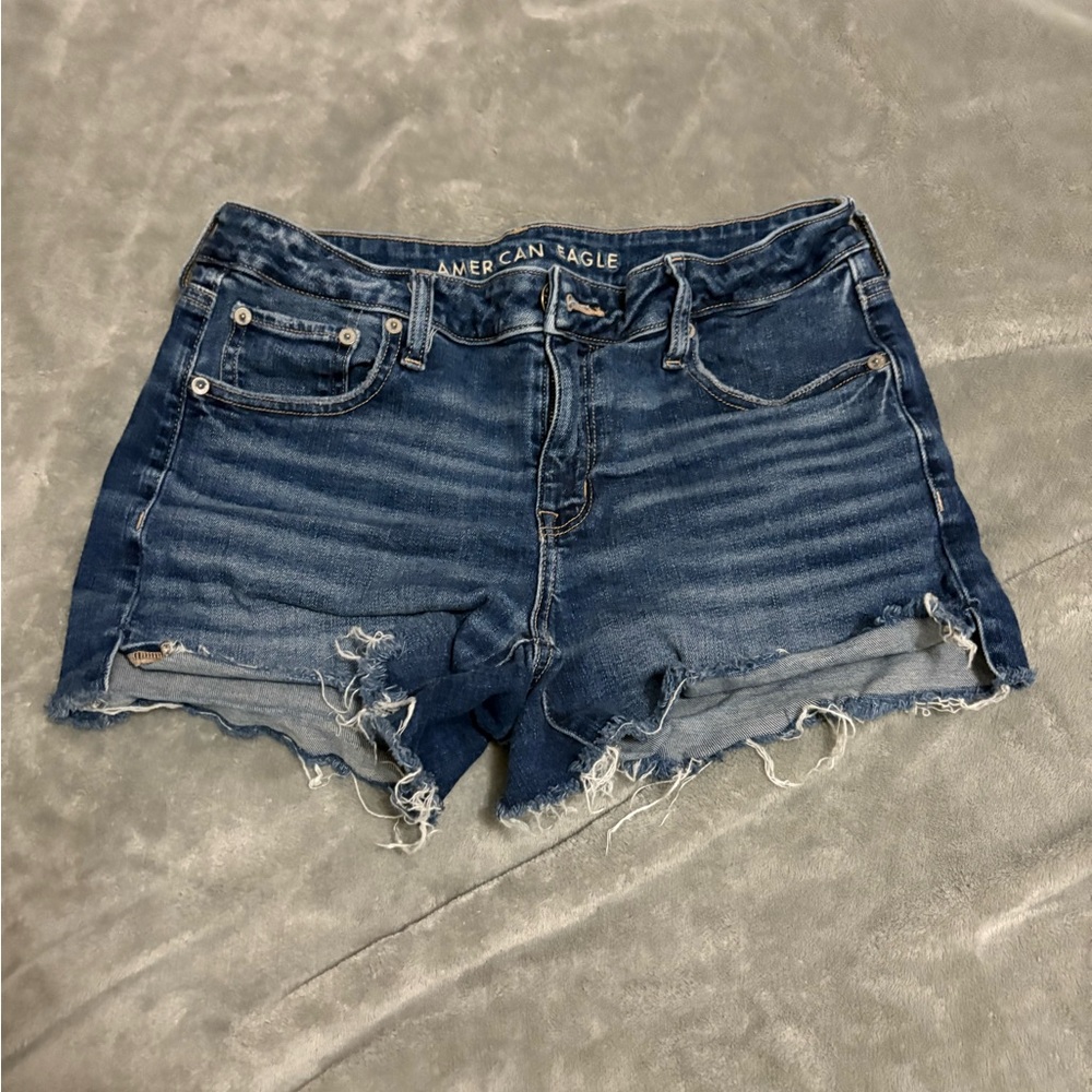American Eagle Outfitters Blue Jean Shorts Distressed Mid-Rise
